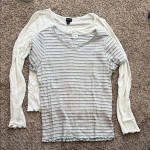 art class Cream and Blue Striped Kids Blouses